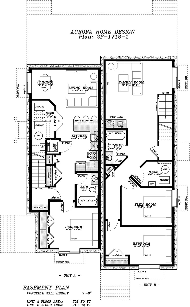 1612 sq ft (left) & 1853 sq ft (right) Duplex with basement suite | Aurora Home Designs