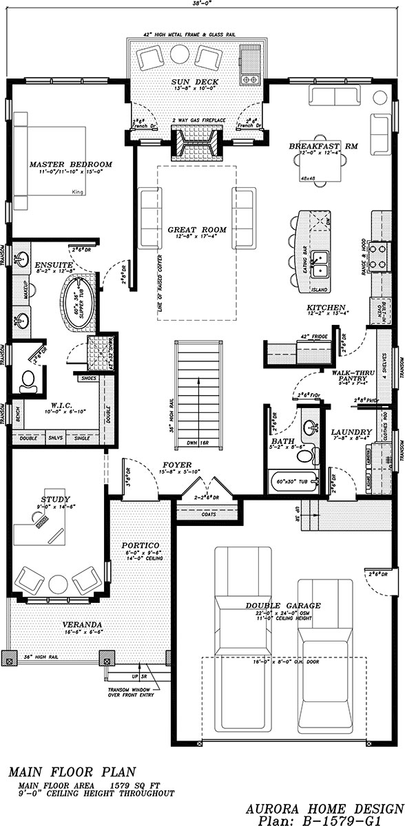 Executive Walk-out Bungalow | Edmonton Aurora Home Design Plan
