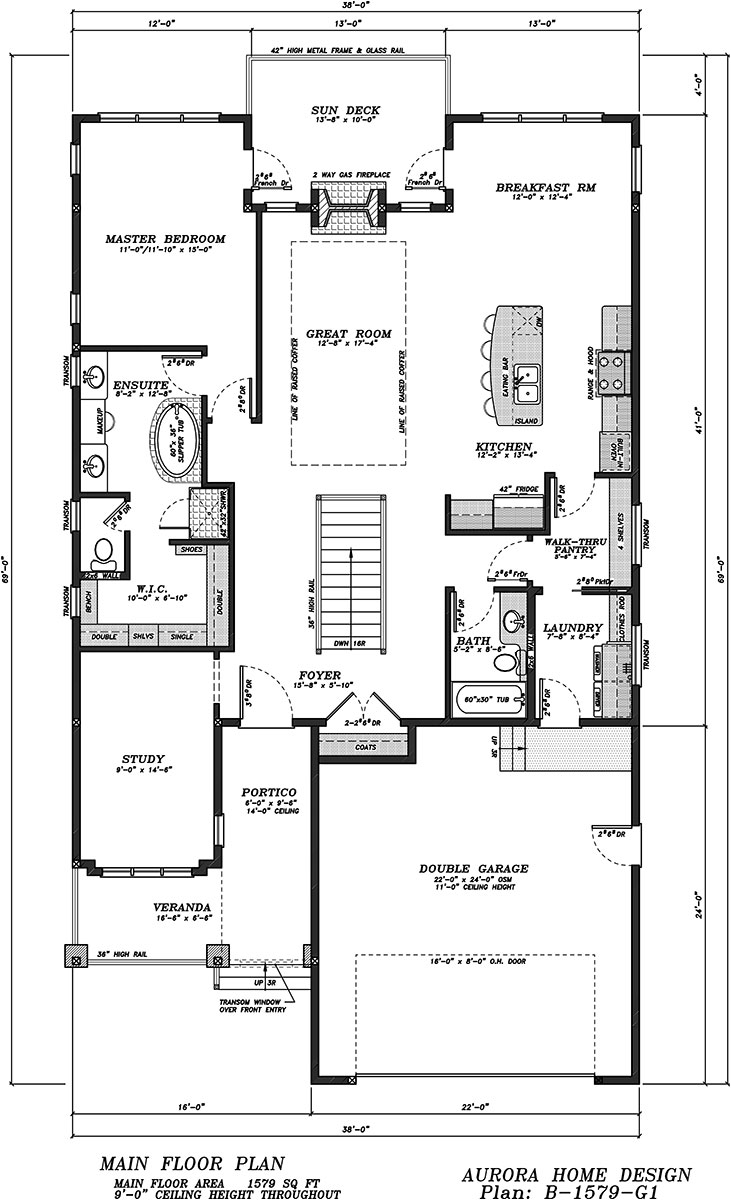 Executive Walk-out Bungalow | Edmonton Aurora Home Design Plan