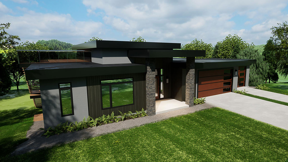 1592 sq ft Bungalow - ICF Walls with either Flat or Cottage Roofs | Aurora Home Designs