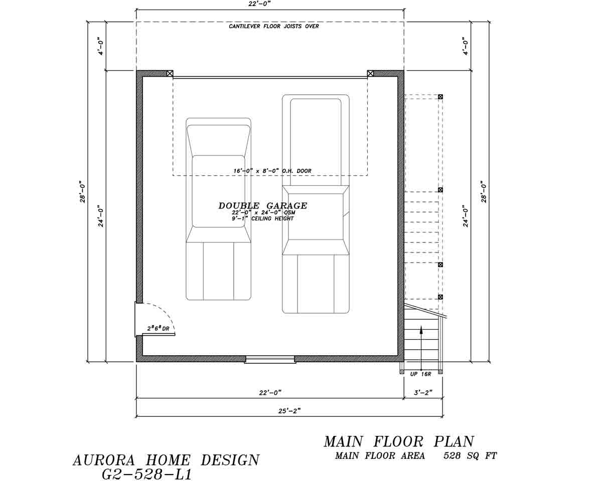 22' Wide Garage Suite | Edmonton Aurora Home Design Plan
