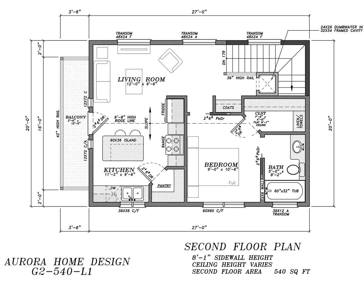 Garage Suite with 1 Bedroom Loft. | Edmonton Aurora Home Design Plan